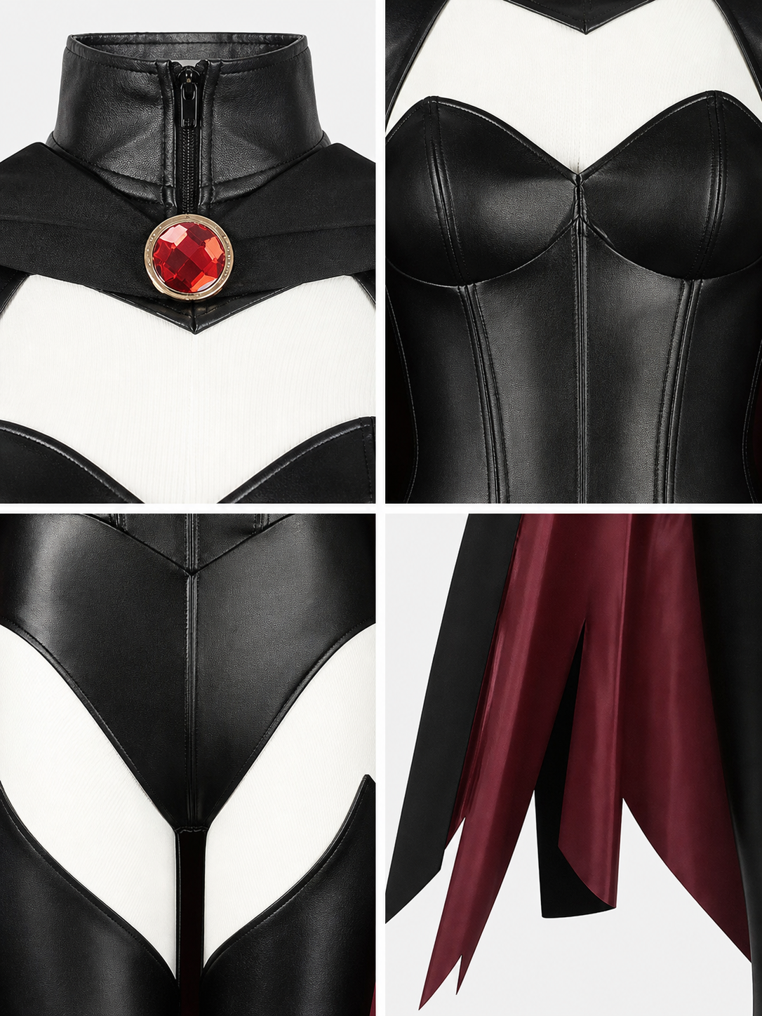 X-Men cosplay costume with cape in a black and burgundy color scheme. The set includes a one-piece costume and a cape, combined into a striking look for role-play transformations and themed events, including Halloween. The design features a
