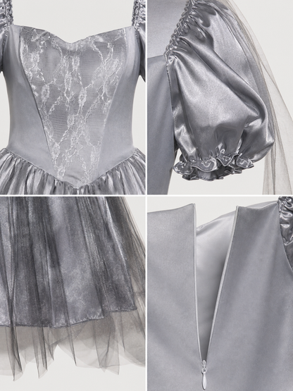 Retro Gothic-Style Costume with Dress and Veil for Cosplay