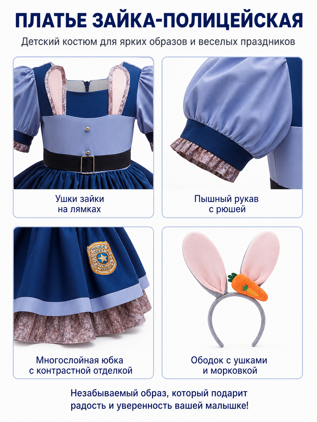 Children's Police Bunny Costume for Halloween