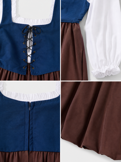 Retro Renaissance-Style Dress with Corset Lacing detail view