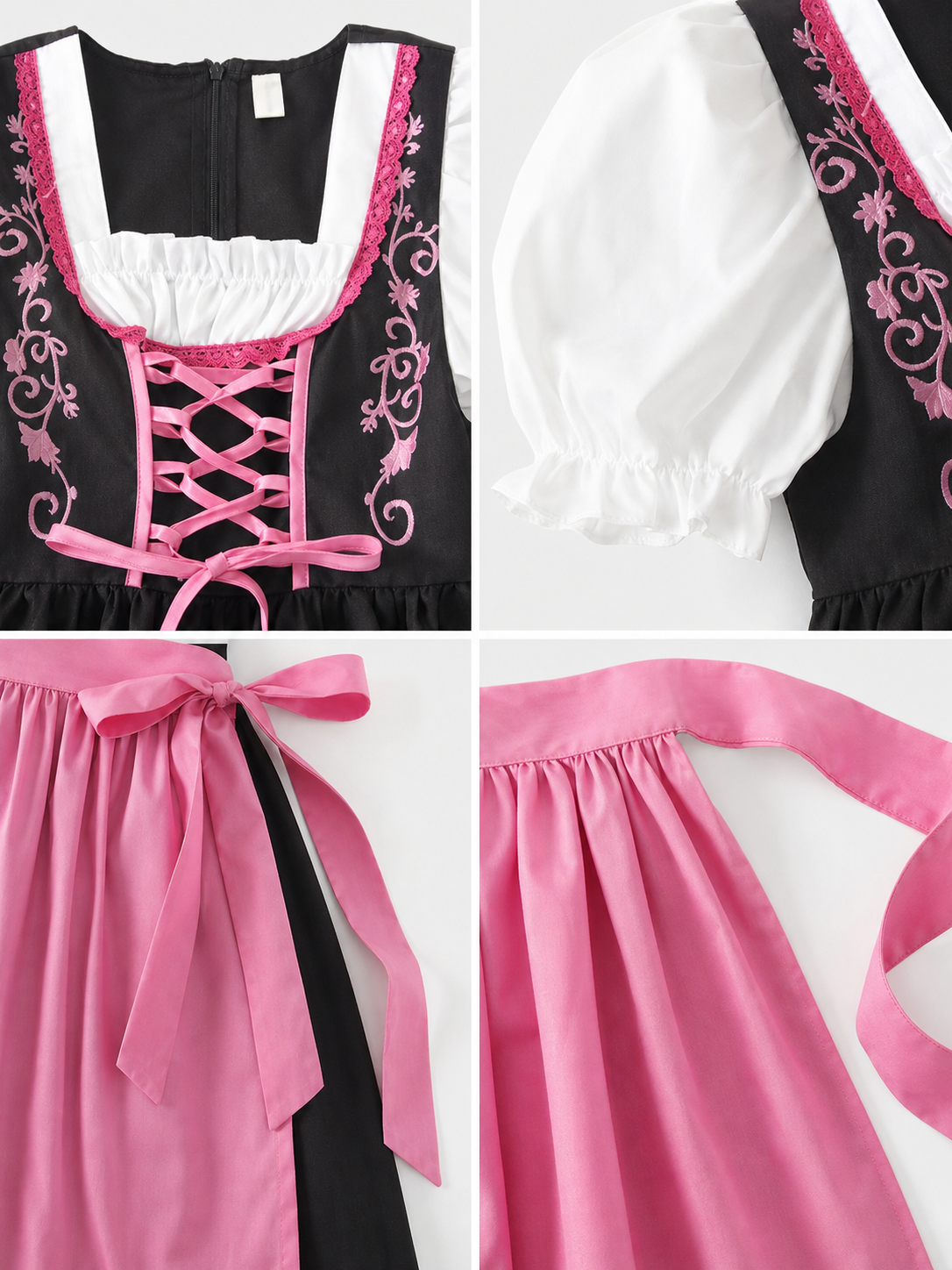 Children's costume set: dress, apron, and accessories
