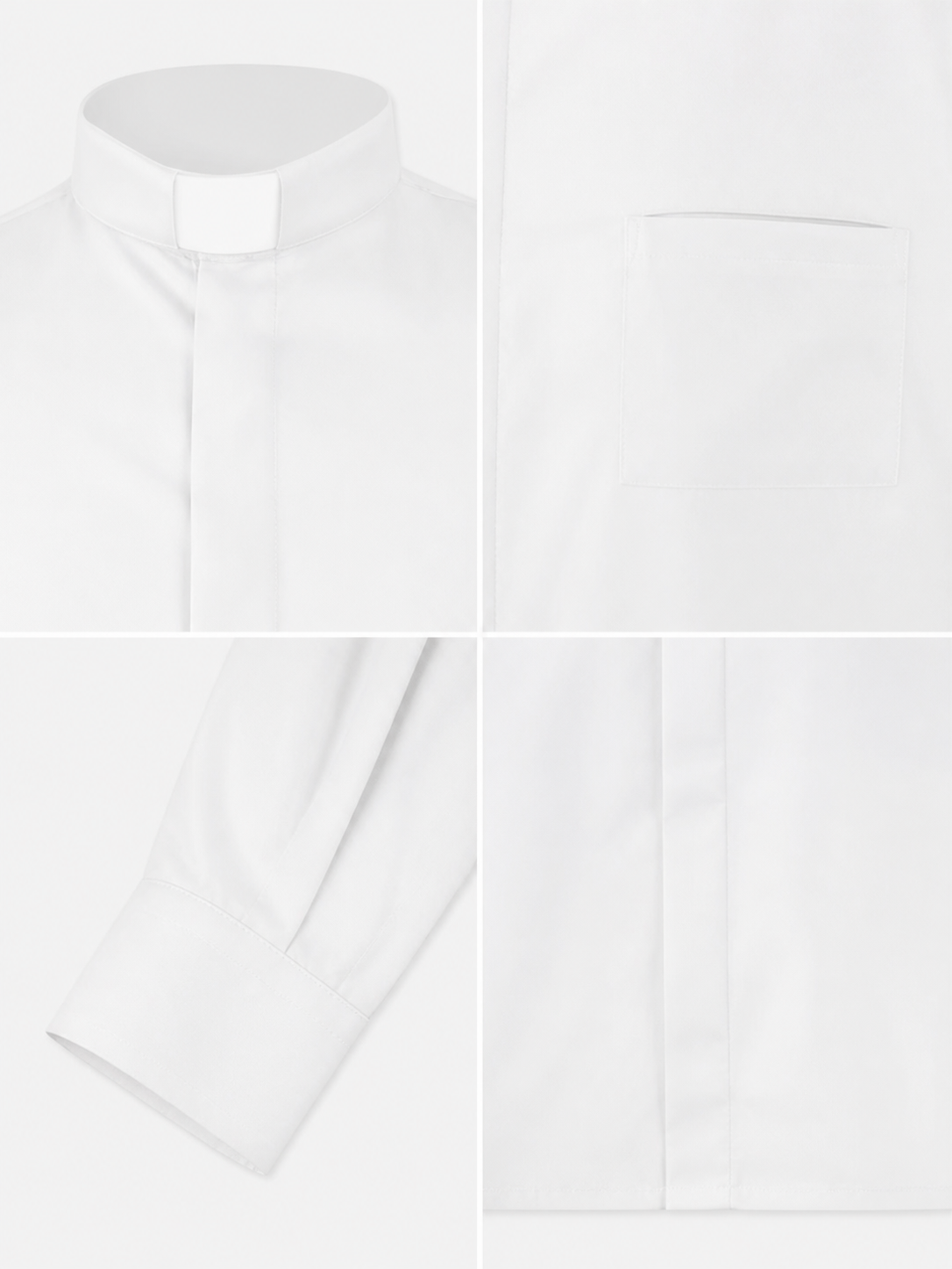 White Stand-Collar Shirt with Chest Pocket