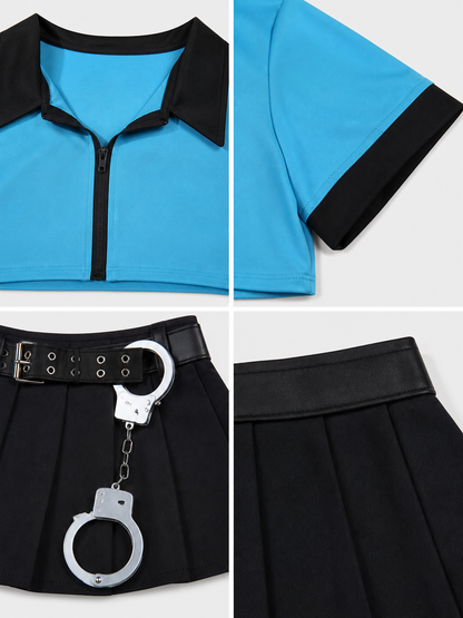 Police-Style Costume with Skirt and Cap
