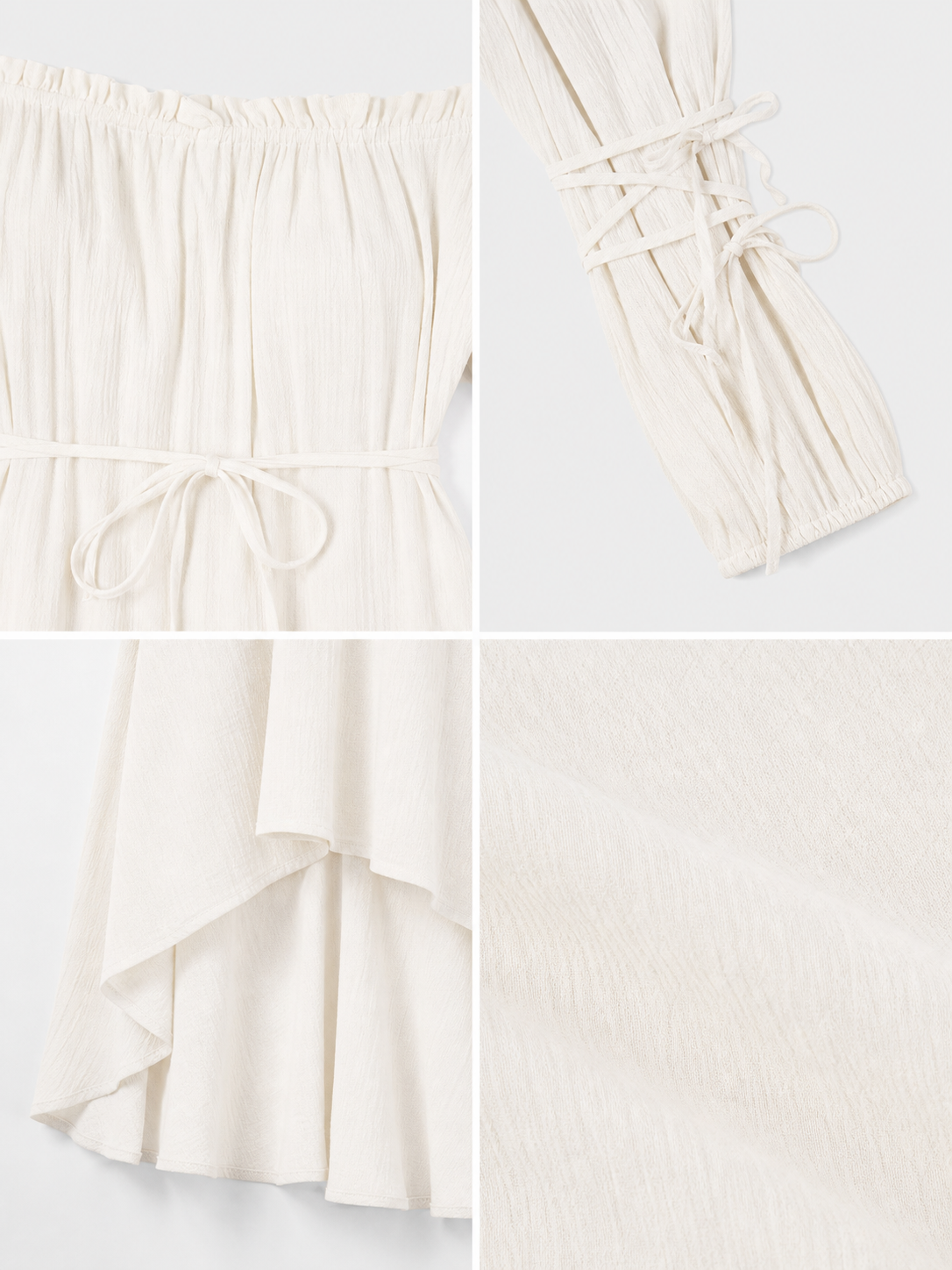 Off-the-Shoulder Stage Dress with Waist Ties detail view