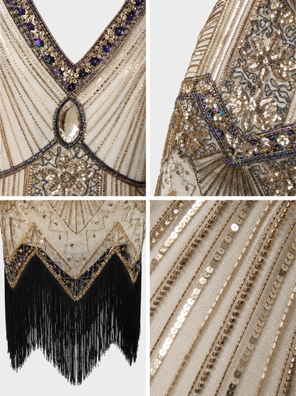 Vintage Gatsby Dress with Fringe and Sequins