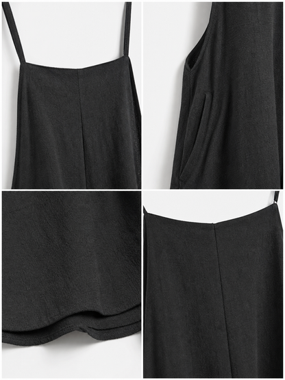 Black wide-leg strappy jumpsuit product view 22