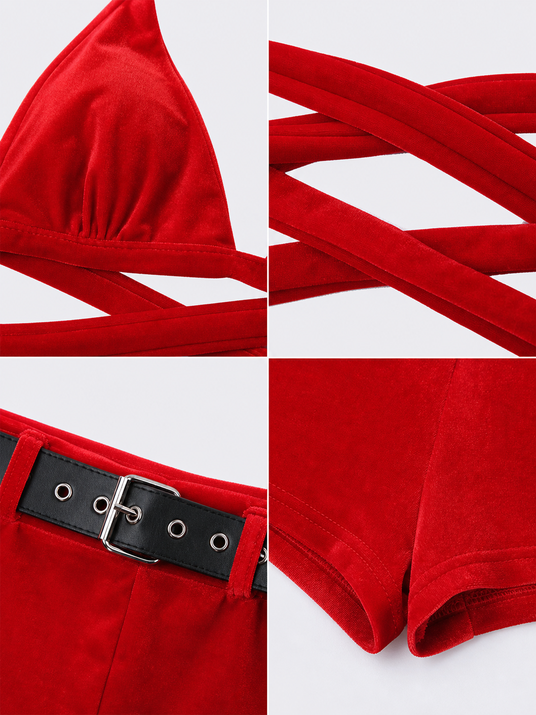 New Year's Costume with Top and Shorts, Red and White detail view