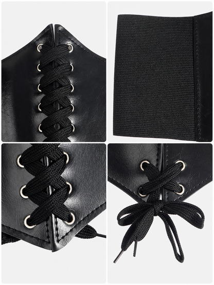 Black Lace-Up Corset Belt for Styling Outfits