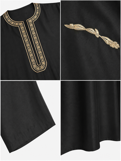 Long Robe with Gold Trim, Black