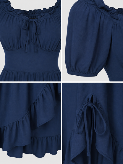 Vintage-style maxi dress with ruffles