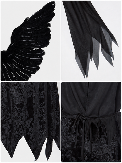 Dark Angel Costume with Wings and Black Halo detail view