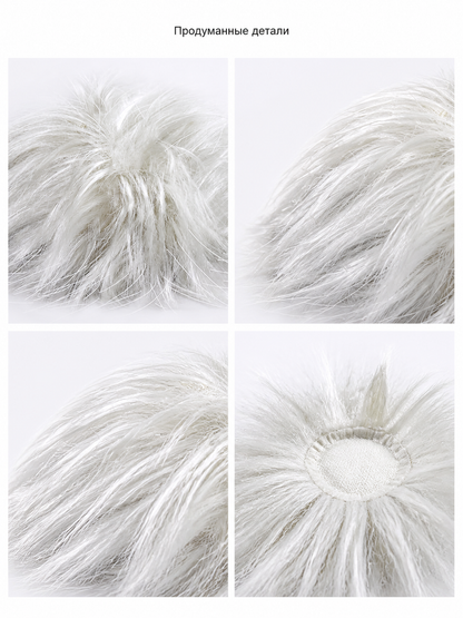 Long White Carnival Wig in Scientist Style detail view