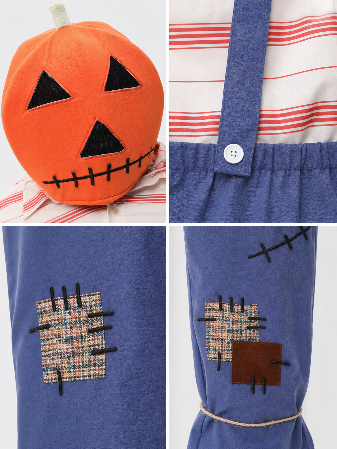 Straw Scarecrow Costume with Pumpkin Headpiece