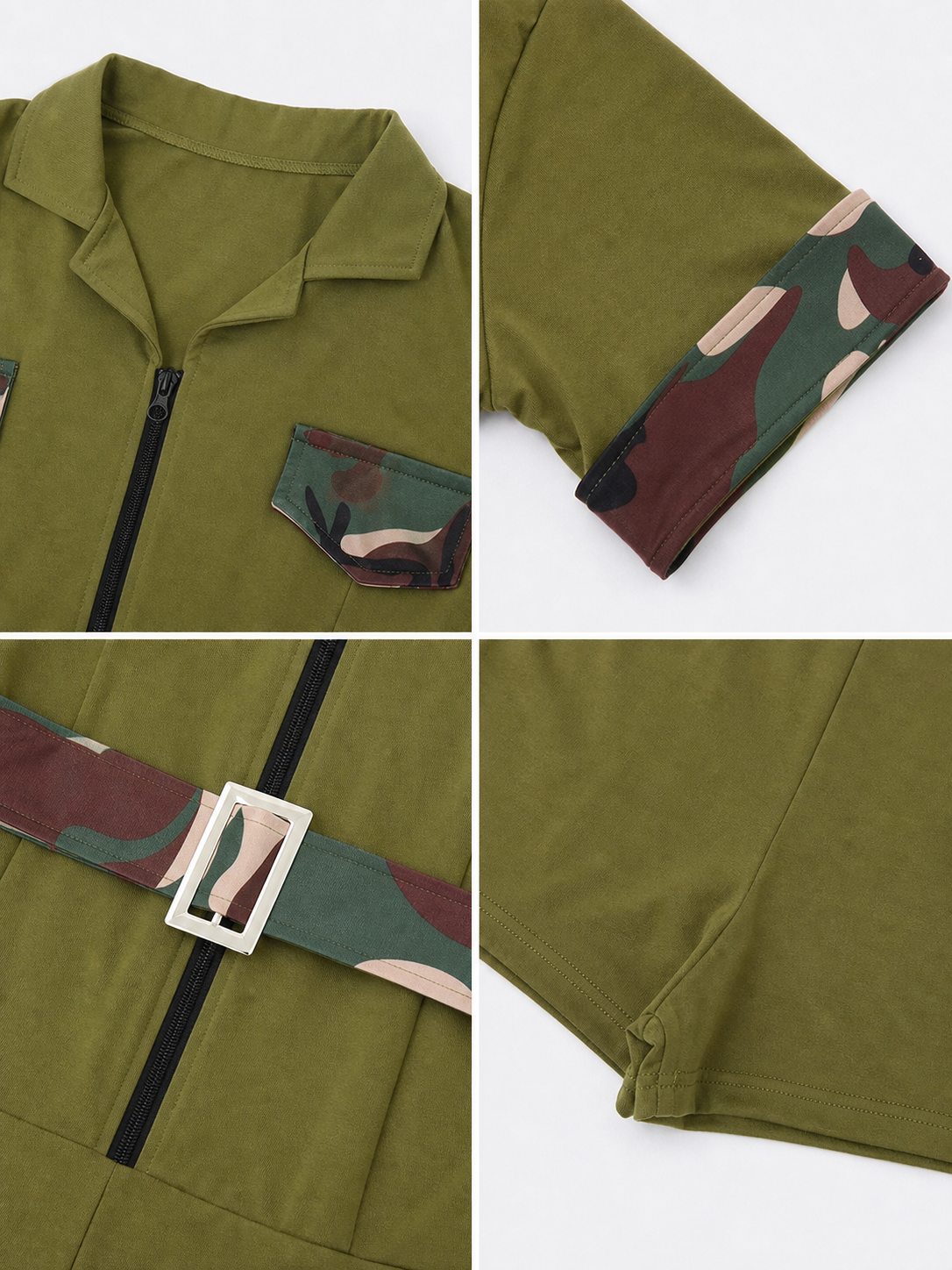 Military-Style Romper with Shorts