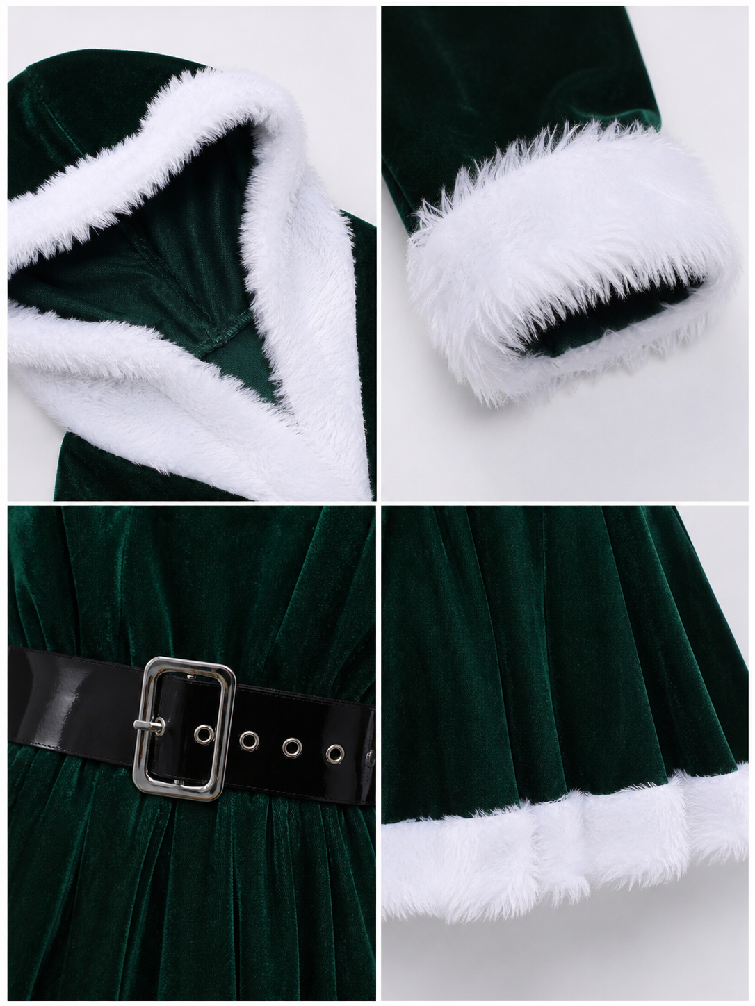 Festive Christmas Dress with Hood and Belt