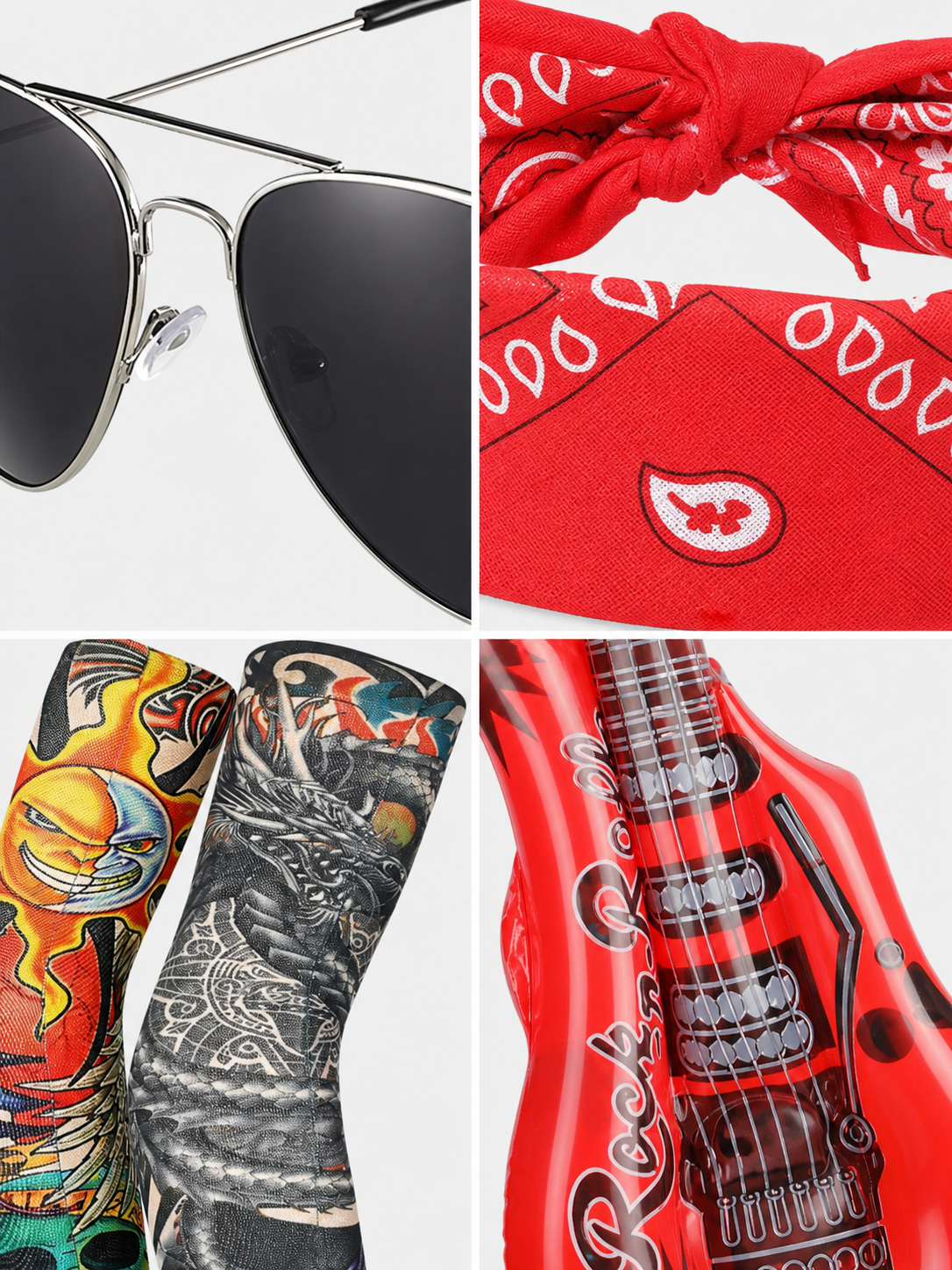 Rock Costume with Bandana, Glasses, and Accessories