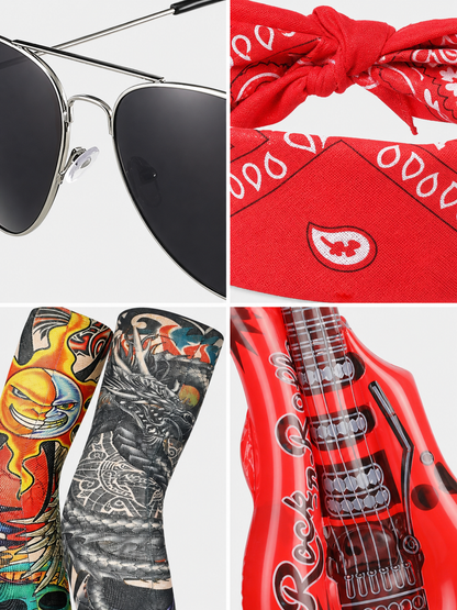 Rock Costume with Bandana, Glasses, and Accessories