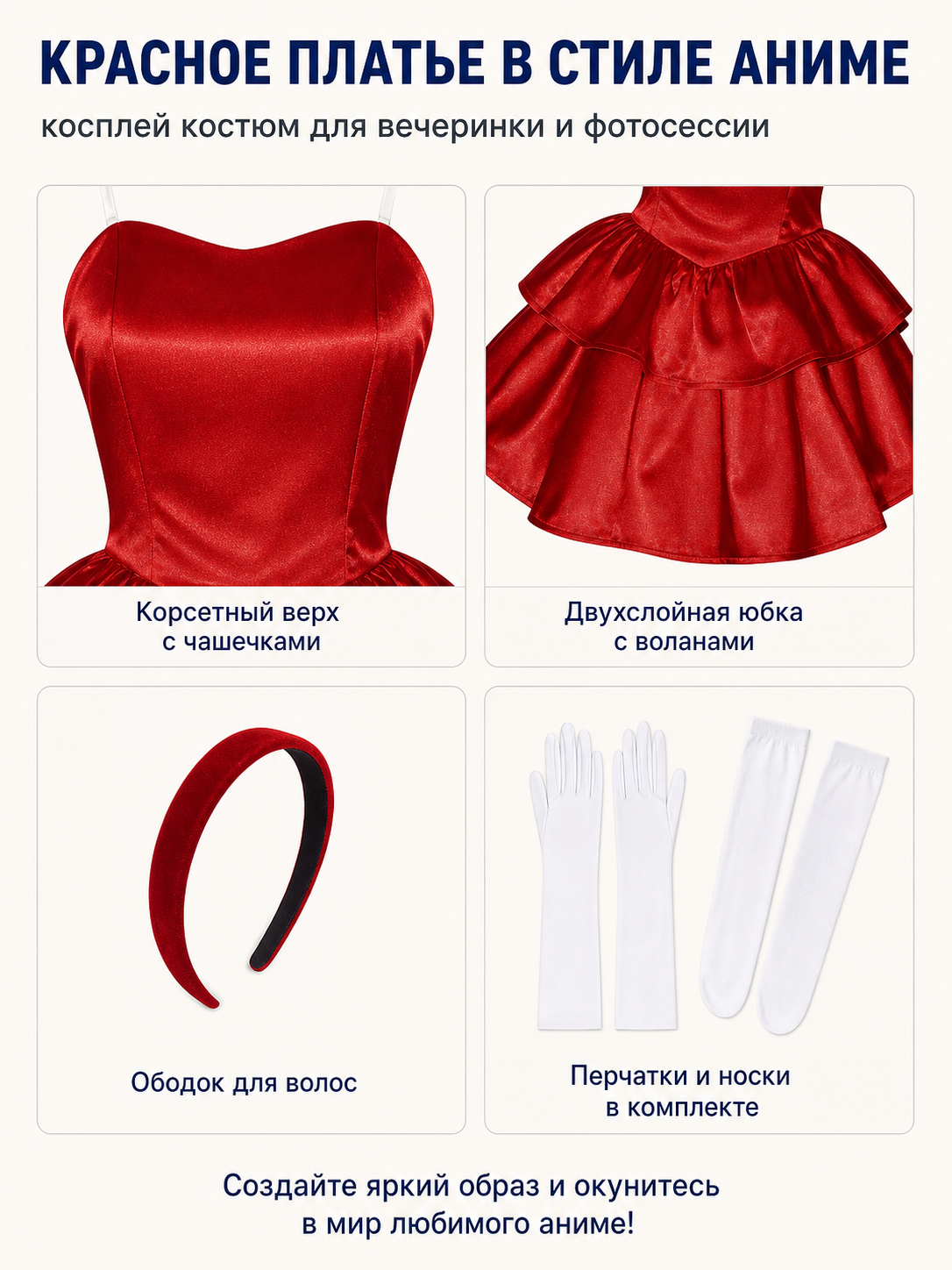 Red Strapless Dress with Layered Skirt detail view