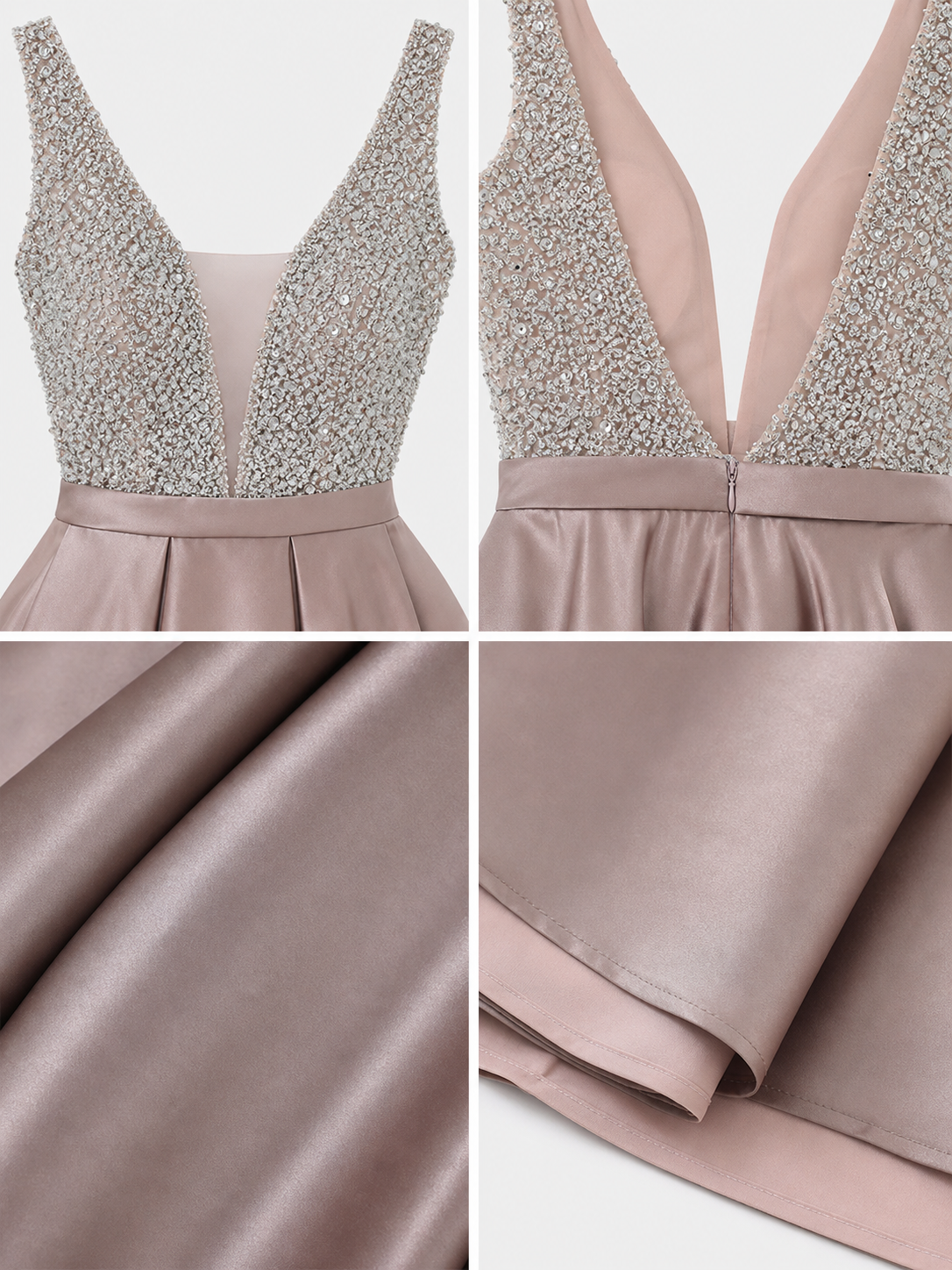 Sleeveless Evening Dress with Embellishment and V-Neckline
