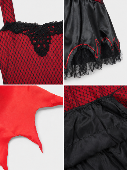Vampire Dress with Red Cape and Lace