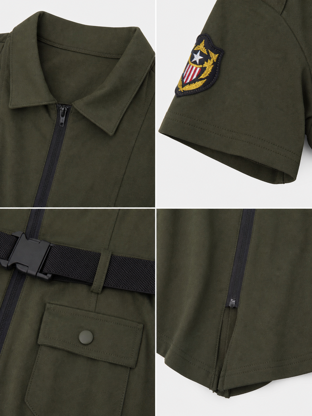 Military-style jumpsuit costume with cap