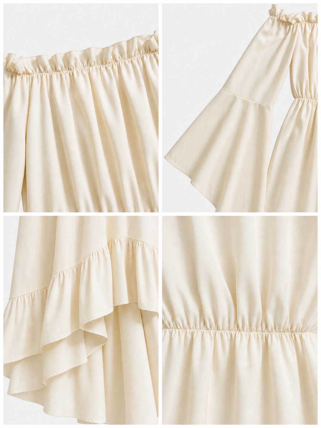 Off-the-Shoulder Dress with Sleeves and Ruffles