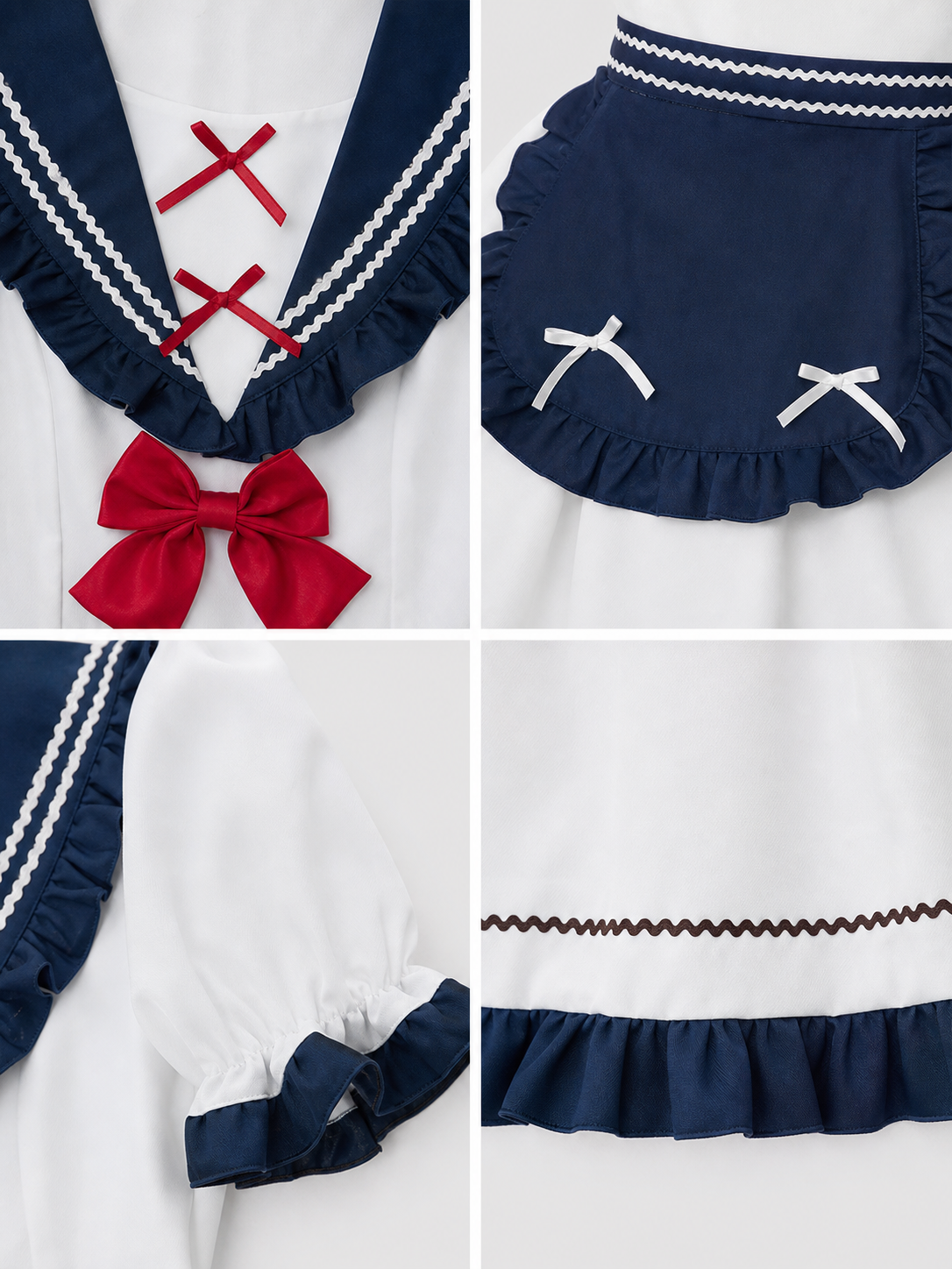 Maid-Style Cosplay Costume with Bow detail view