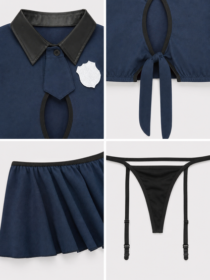 Police Costume with Cropped Top and Skirt
