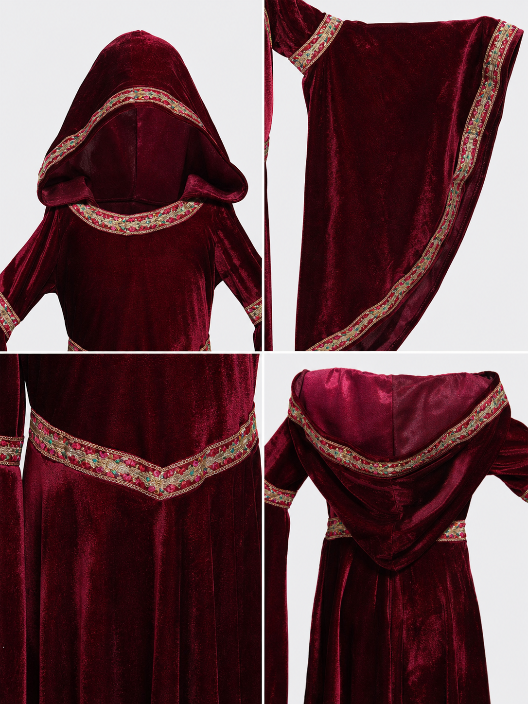 Halloween Vampire Costume — Burgundy Hooded Cloak