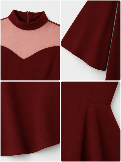 Cosplay Dress with Mesh and High Collar