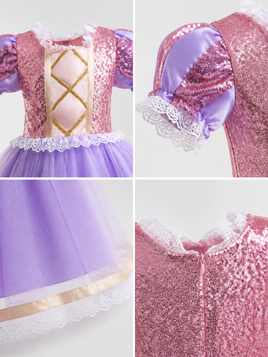Princess Costume Dress with Sequins and Full Skirt detail view