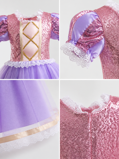 Princess Costume Dress with Sequins and Full Skirt detail view