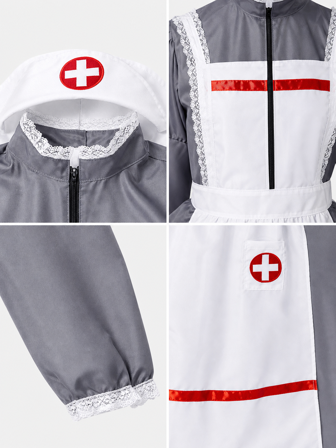 Nurse Costume with Apron and Cap