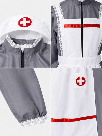 Nurse Costume with Apron and Cap