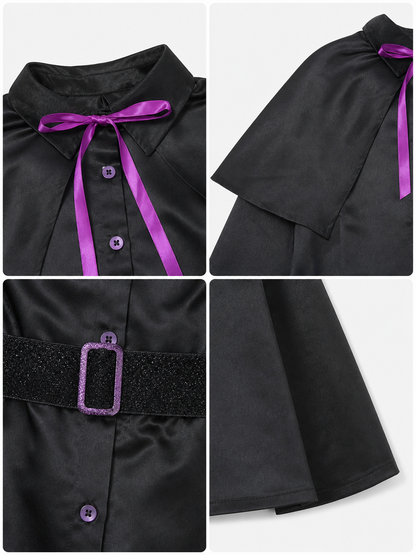 Carnival Costume with Dress, Hat, and Purple Trim