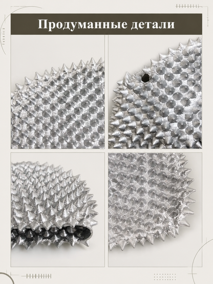 Silver Halloween Mask with Cone-Shaped Spikes for Cosplay