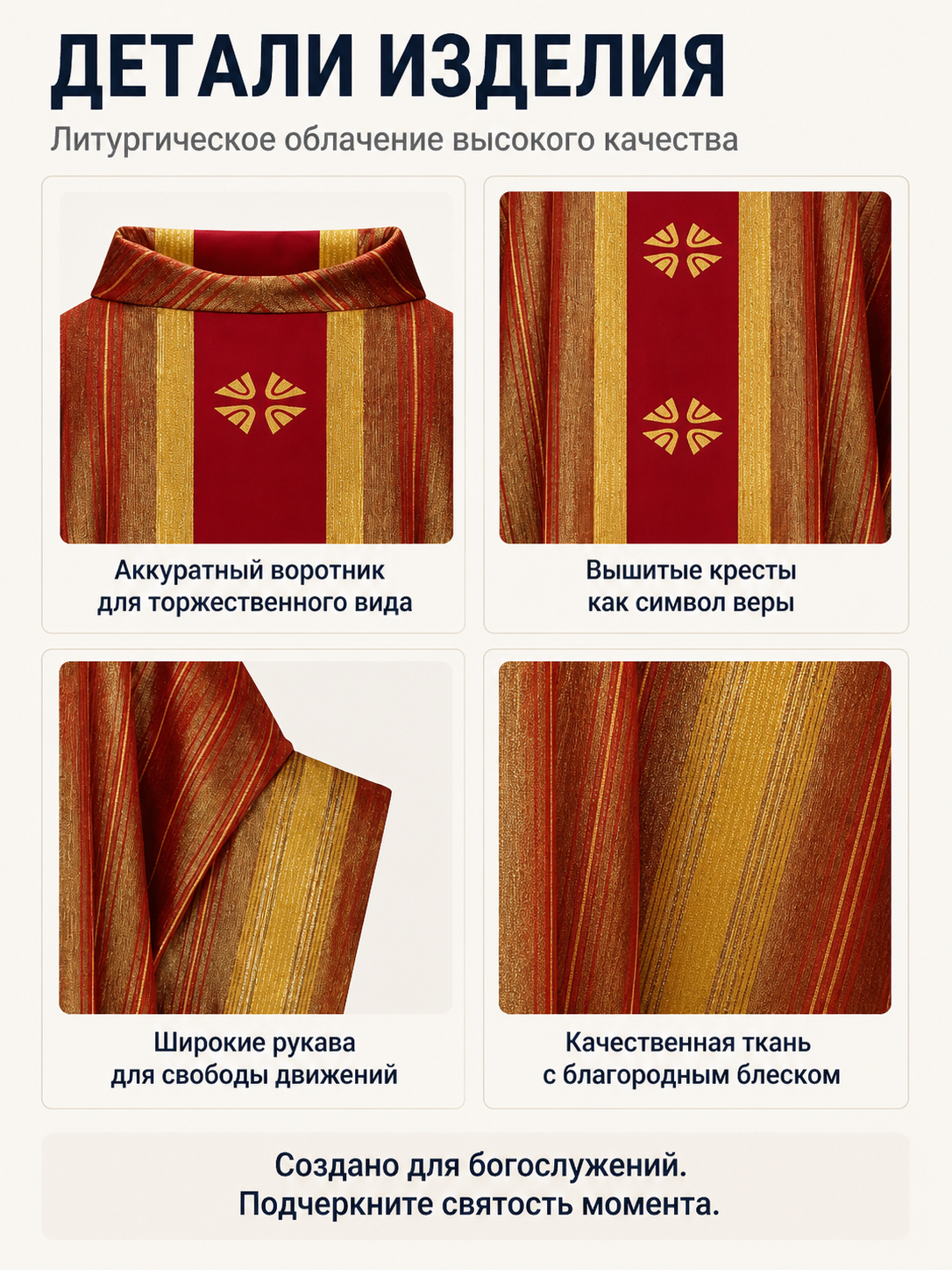 Cosplay Robe with Wide Sleeves and Stand Collar detail view