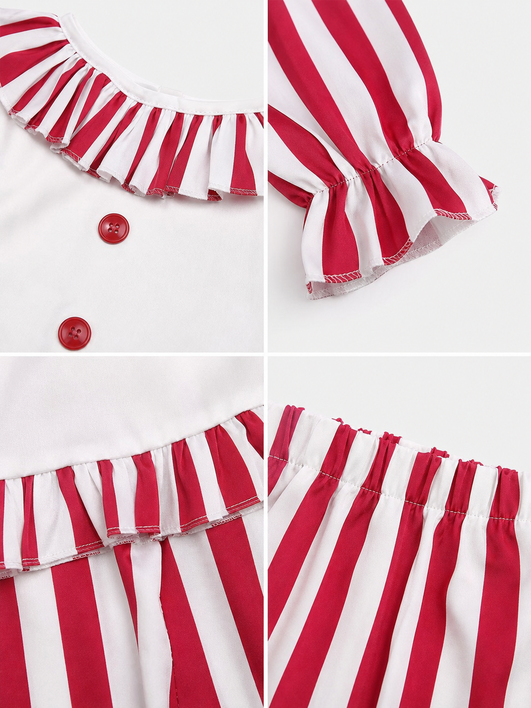 Striped Ruffled Clown-Style Sleep Set