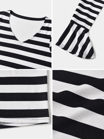 Striped Costume with Hat for Cosplay and Parties