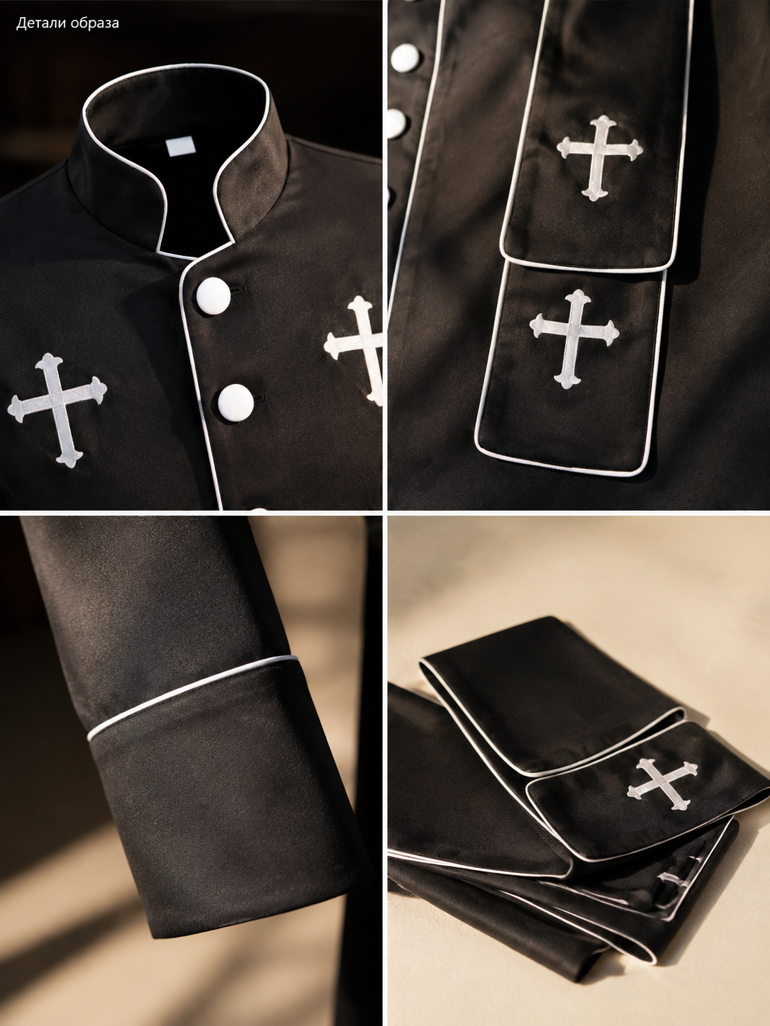 Nun Costume with Crosses for Stage Performances and Cosplay detail view