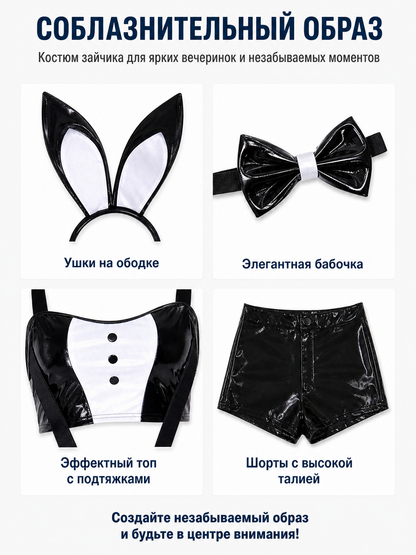 Rabbit Costume for Cosplay, Black and White with Ears