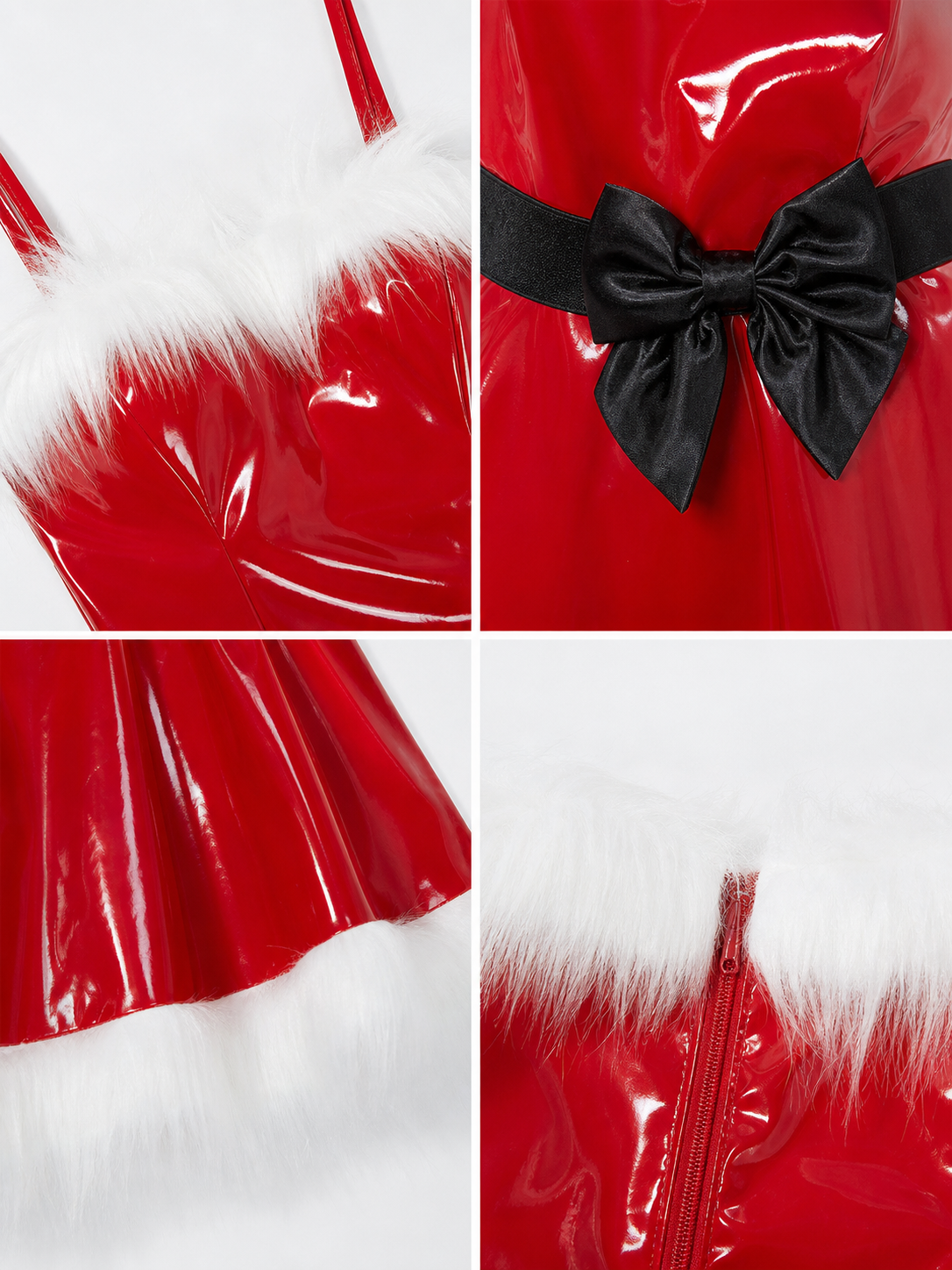 Red Christmas Costume with White Trim and Bow