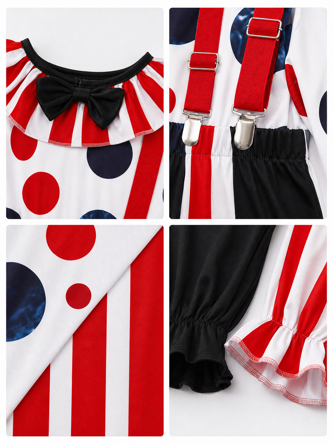 Clown Cosplay Costume with Hat and Suspenders