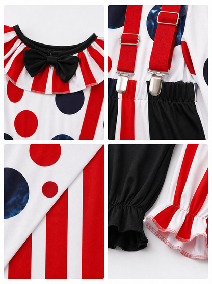 Clown Cosplay Costume with Hat and Suspenders