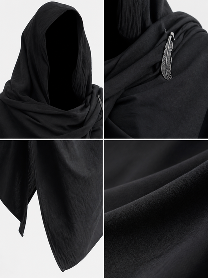 Black Hooded Carnival Cape, Loose Fit detail view 2
