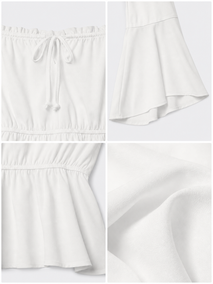 Off-the-Shoulder Blouse with Flared Sleeves