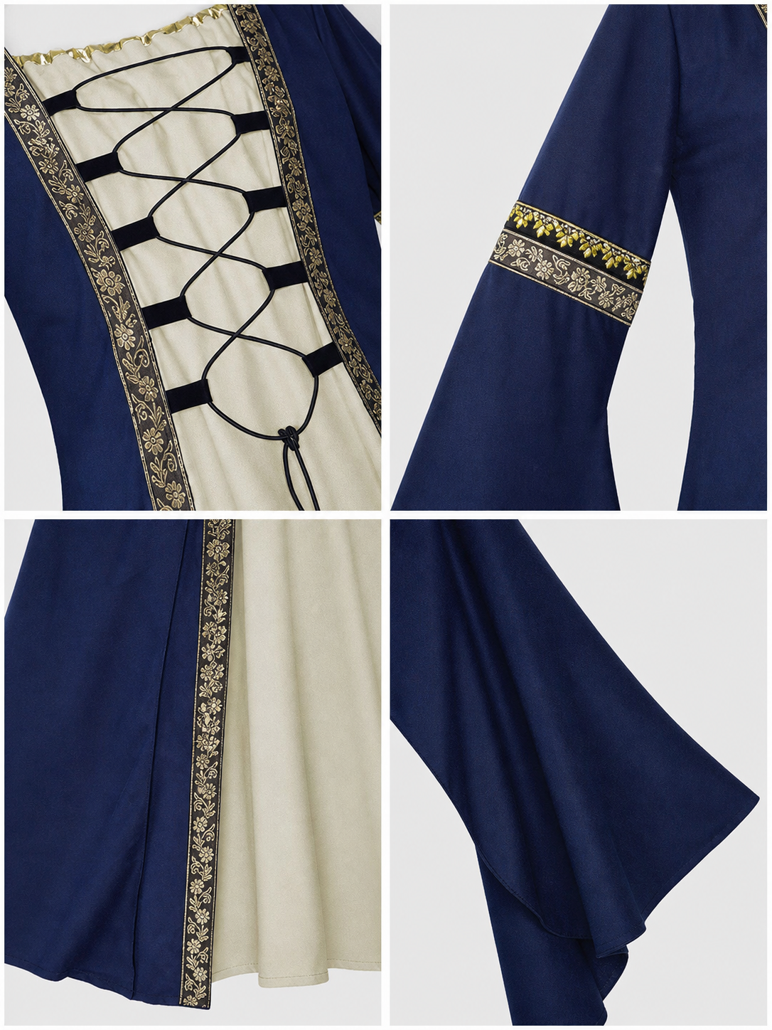 Long Medieval Dress with Flared Sleeves