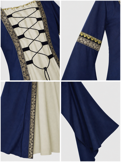 Long Medieval Dress with Flared Sleeves
