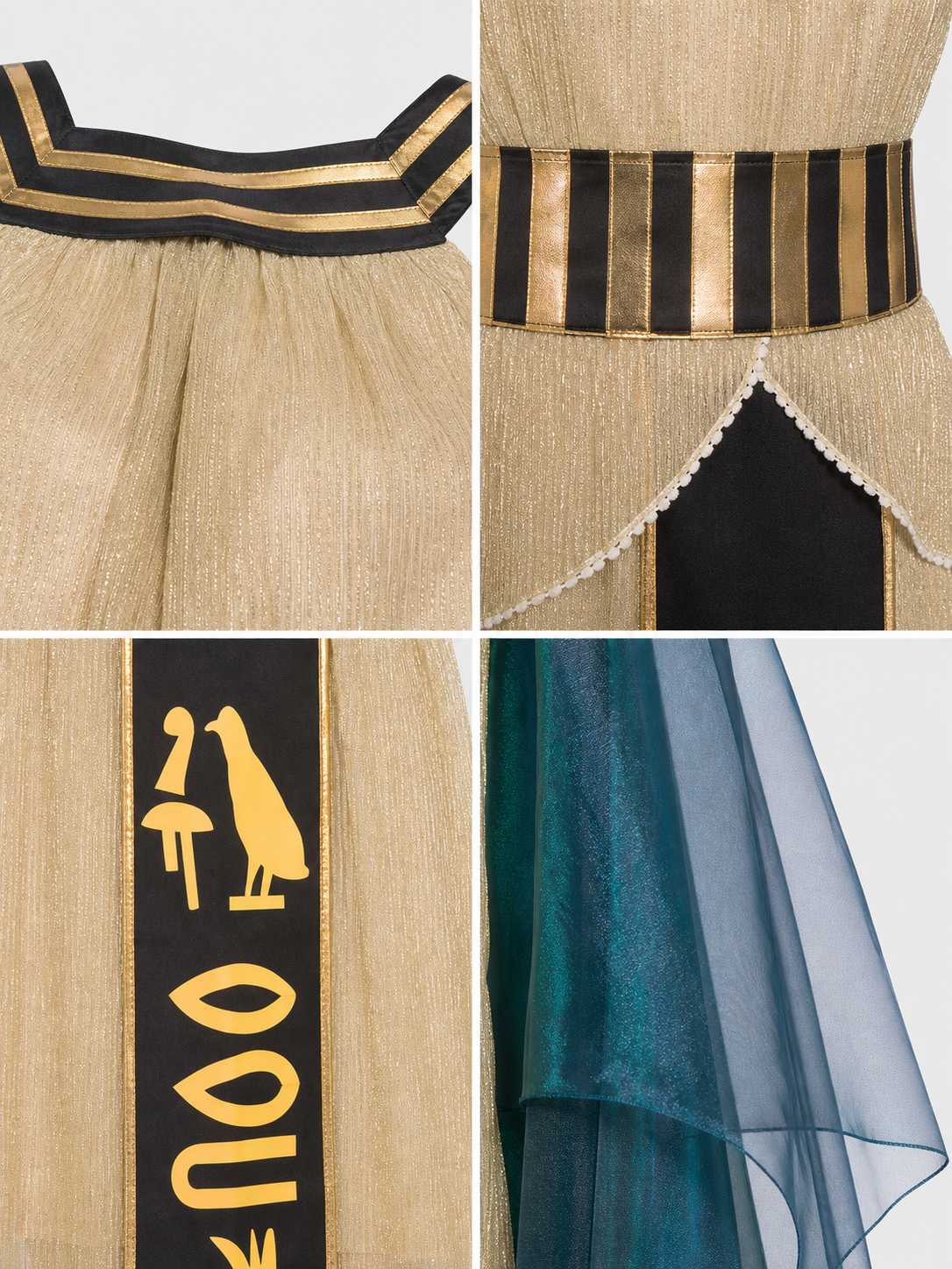 Cleopatra Cosplay Costume: Dress and Cape detail view