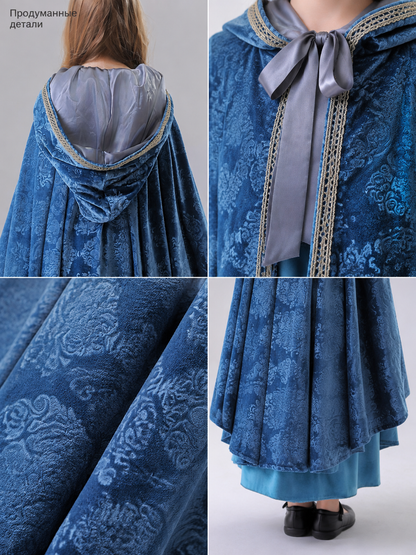 Medieval Hooded Dress with Cloak for Masquerades detail view